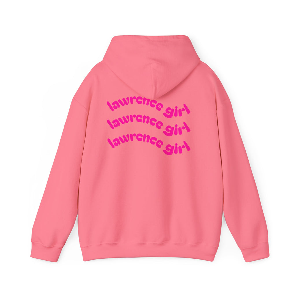 Lawrence Girl Hoodie – Retro Pink Wave Back Print Hooded Sweatshirt
