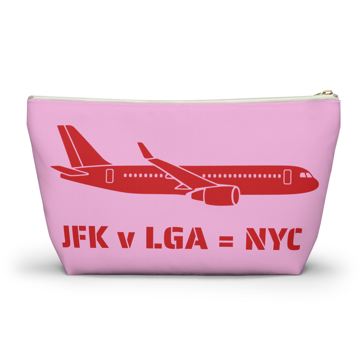 Travel Day NYC Airport Accessory Pouch — 'JFK v LGA = NYC' Travel Math Airplane Makeup Bag