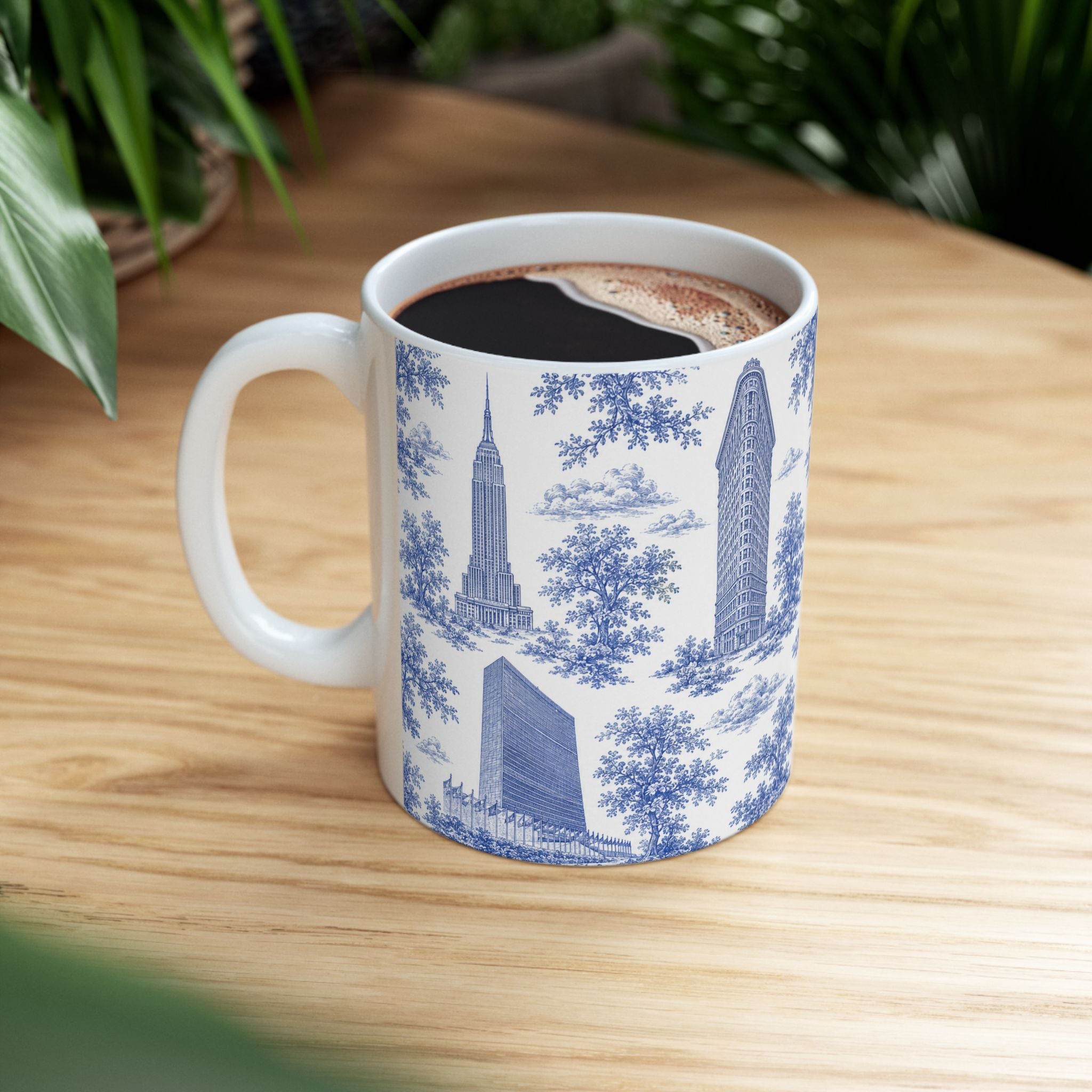 Manhattan BlueToile de Jouy Mug | New York City Chinoiserie Ceramic Mug