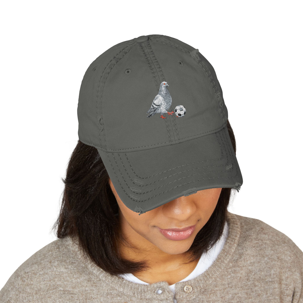 Corona NYC Pigeon Dad Hat – Distressed Embroidered New York Soccer Ball Cap