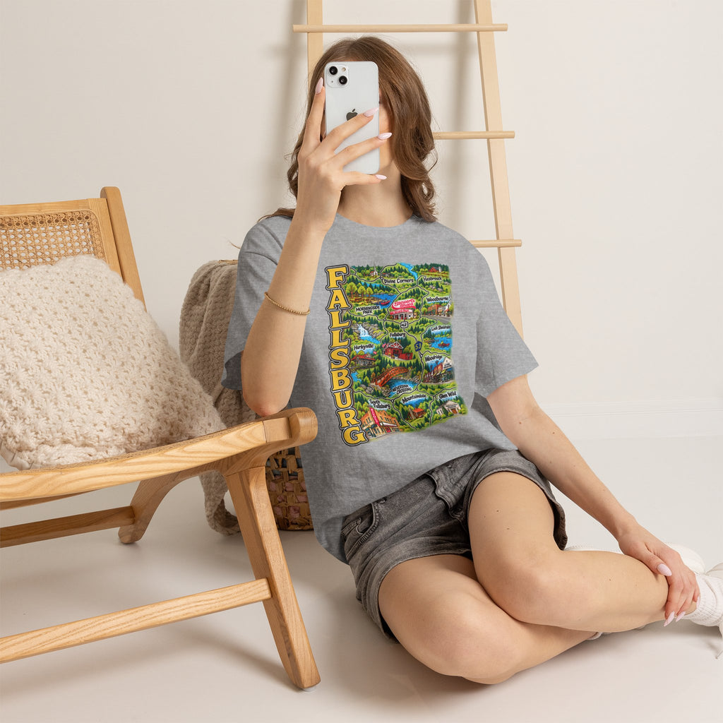 Fallsburg, NY Map T-Shirt  Catskills Upstate New York Tee