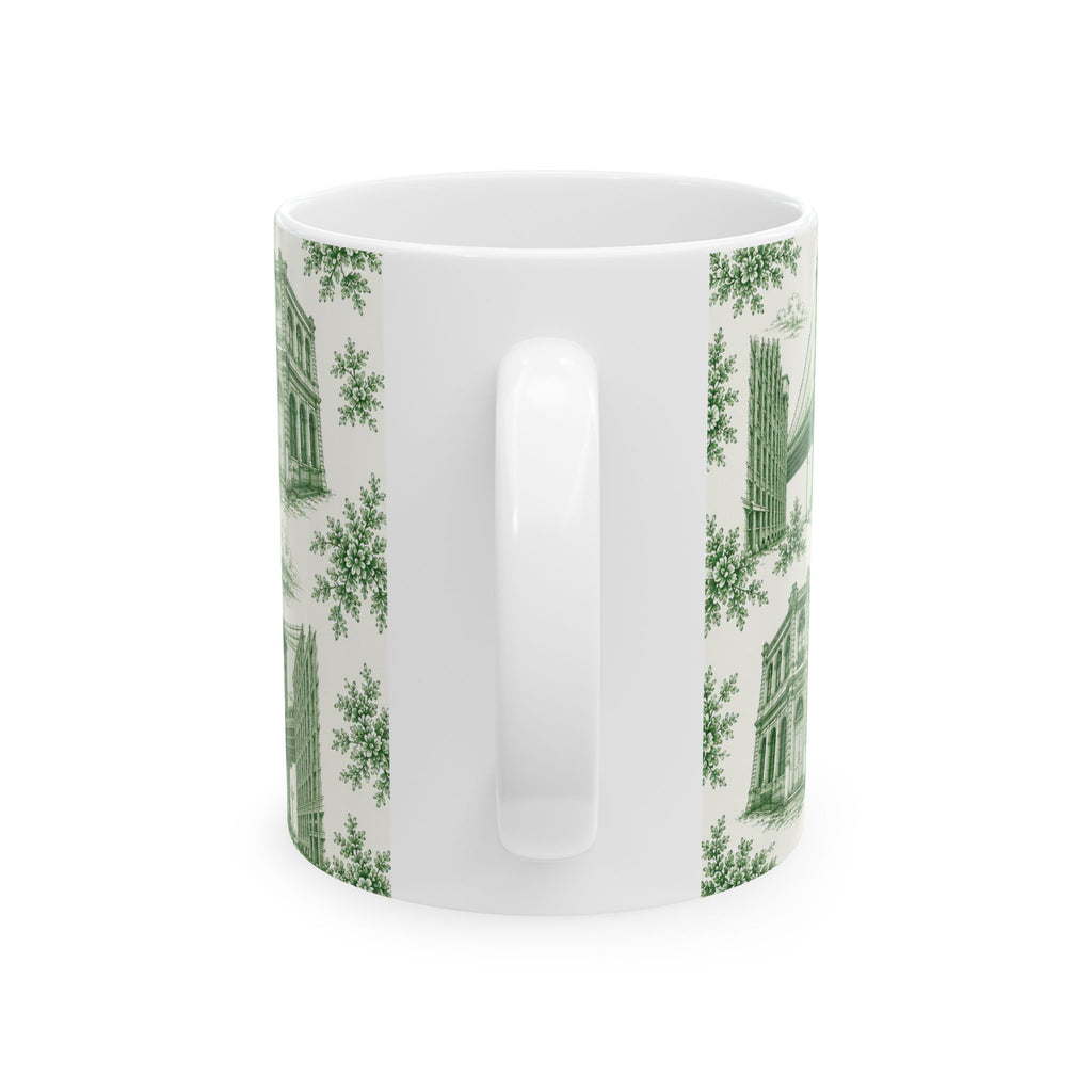 DUMBO Green Toile de Jouy Mug | NYC Chinoiserie Ceramic Coffee Cup