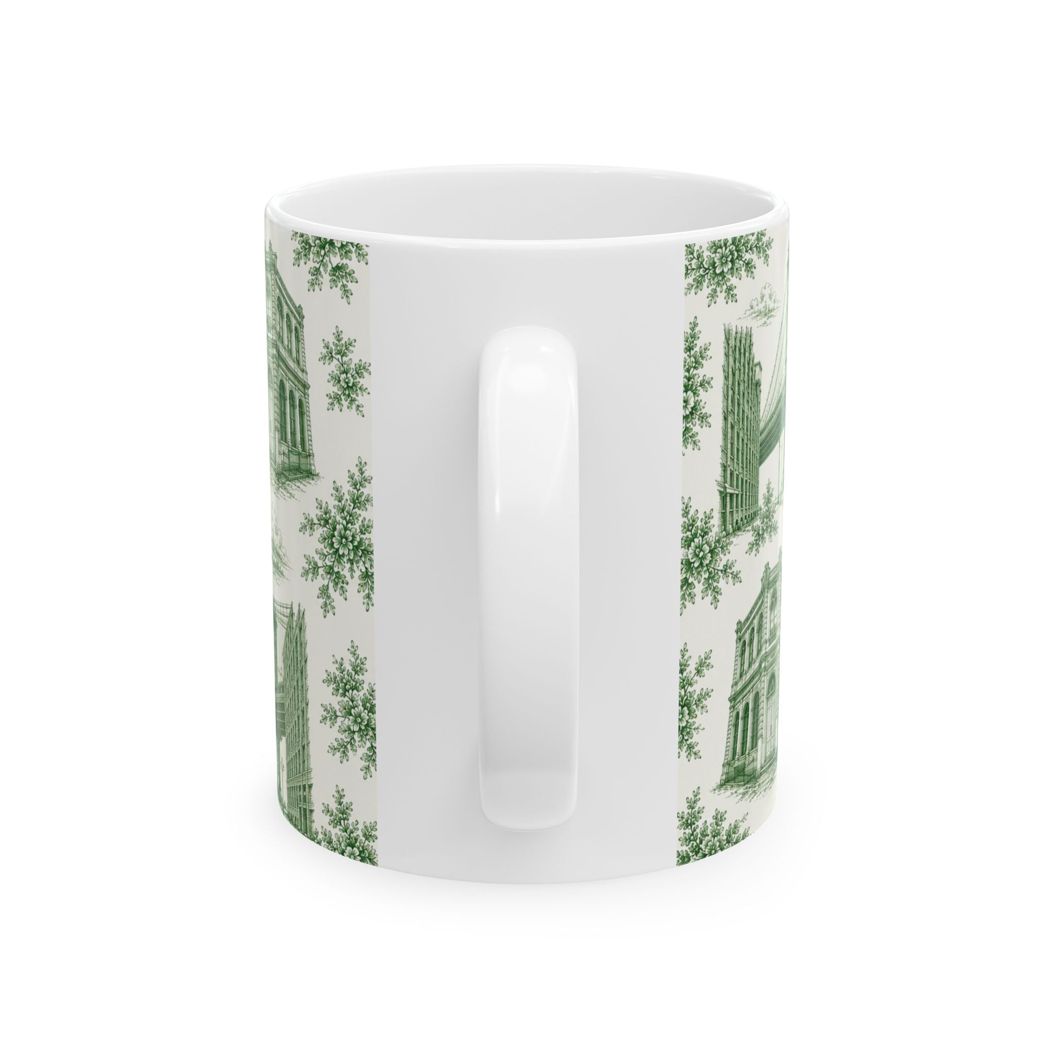 DUMBO Green Toile de Jouy Mug | NYC Chinoiserie Ceramic Coffee Cup