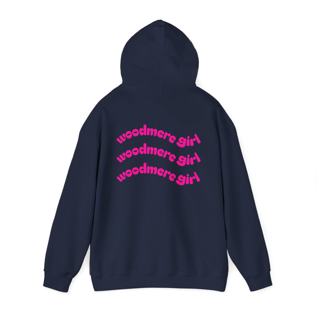 Woodmere Girl Hoodie – Retro Pink Wave Back Print Hooded Sweatshirt