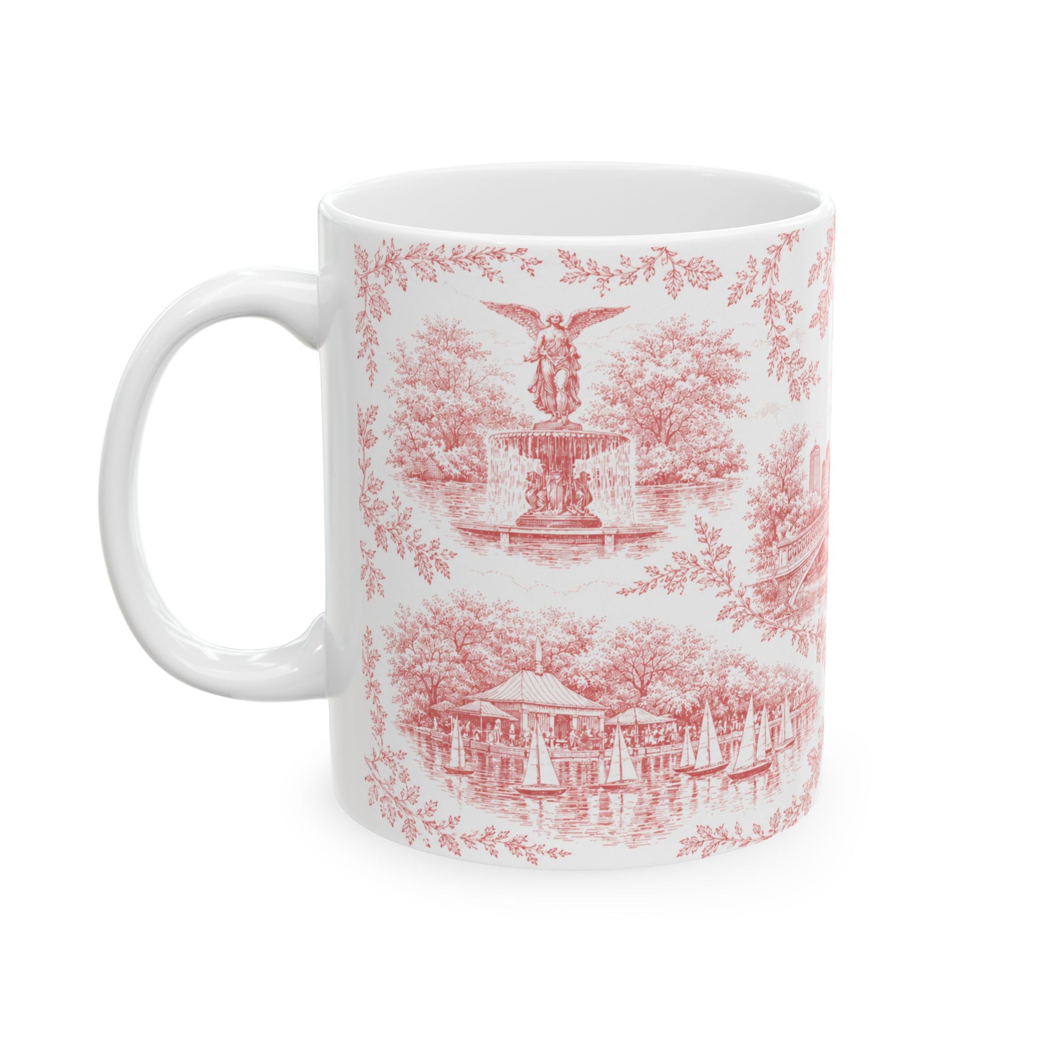 Central Park Red Toile de Jouy Mug | NYC Chinoiserie Ceramic Coffee Cup