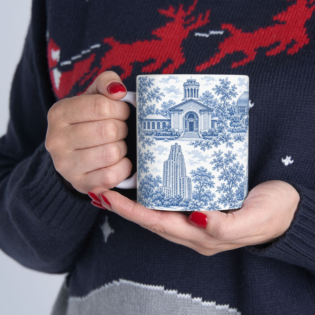 Pittsburgh Blue Toile de Jouy Ceramic Mug — Pennsylvania Chinoiserie 11oz/15oz