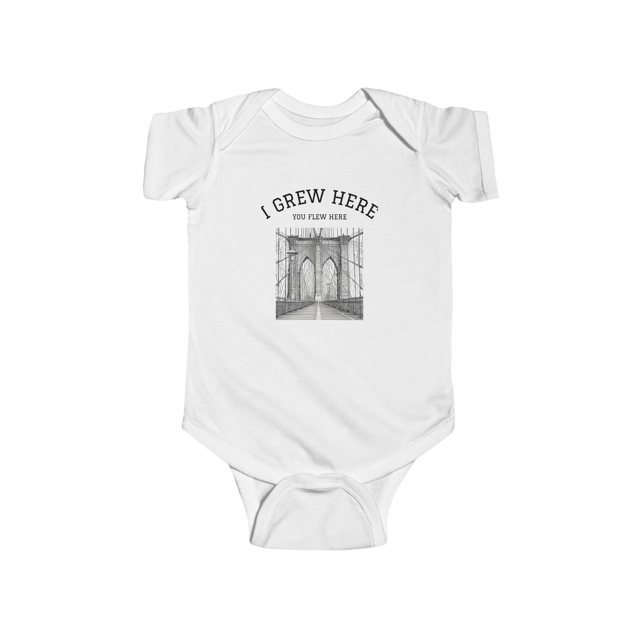 Brooklyn Bridge Baby Bodysuit | I Grew Here You Flew Here Infant Onesie