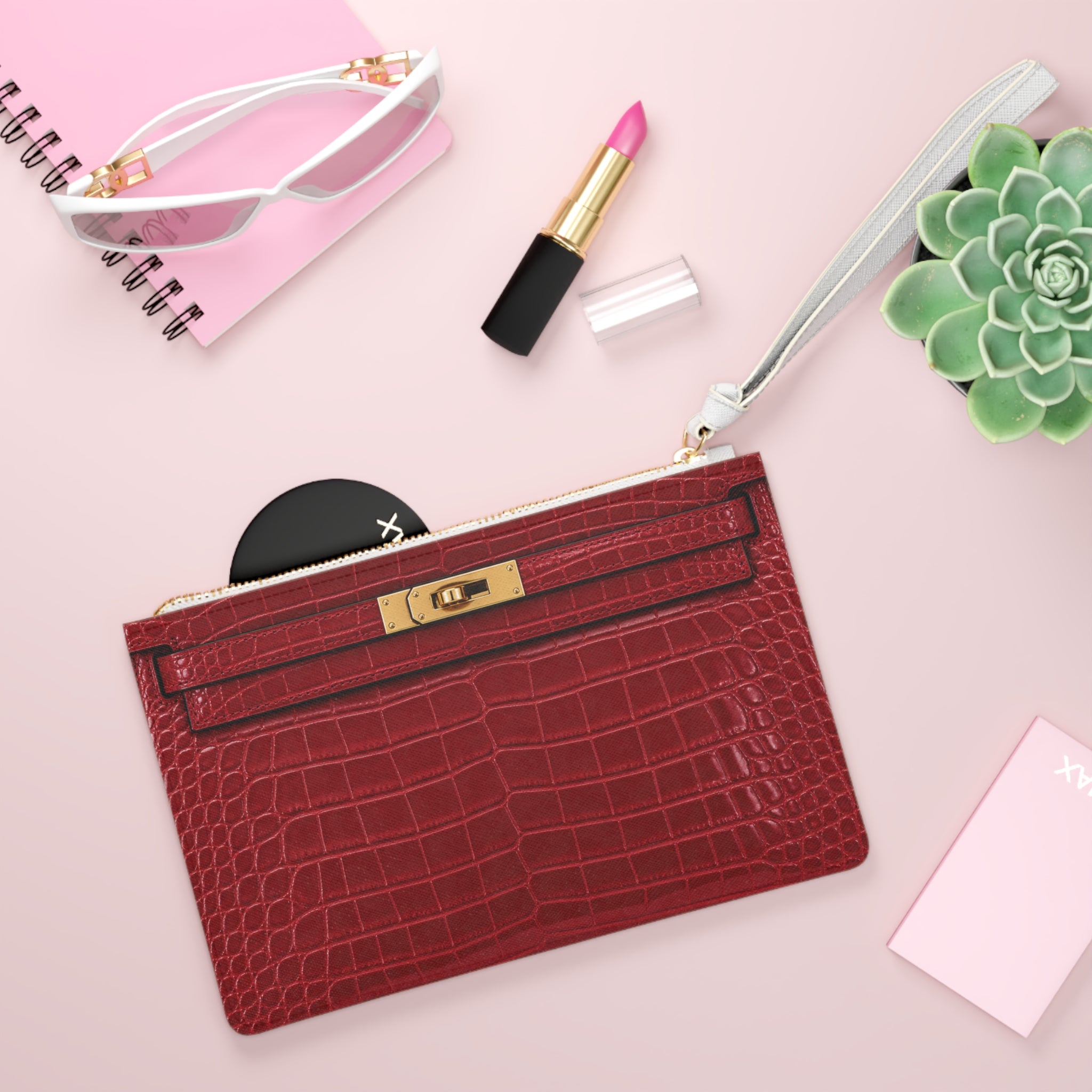 Canal Street Burgundy Clutch Bag — Elegant Wristlet Purse for Evening & Gifts