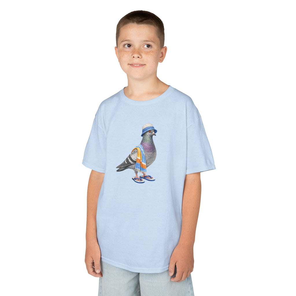Customizable Coney Island NYC Pigeon Kid Tee —  Cute Bird Beach Bum T-Shirt for Children