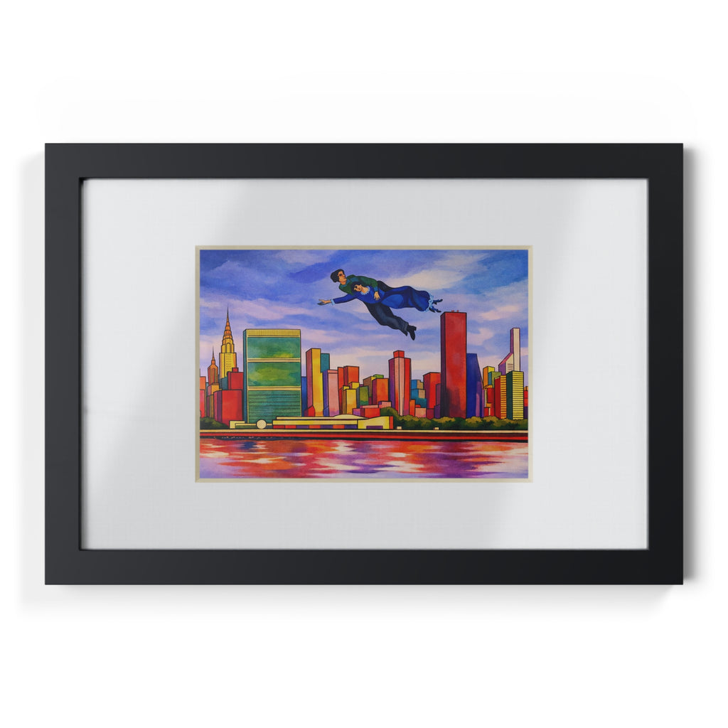 Over The Town Marc Chagall-inspired NYC Skyline  | Black Frame