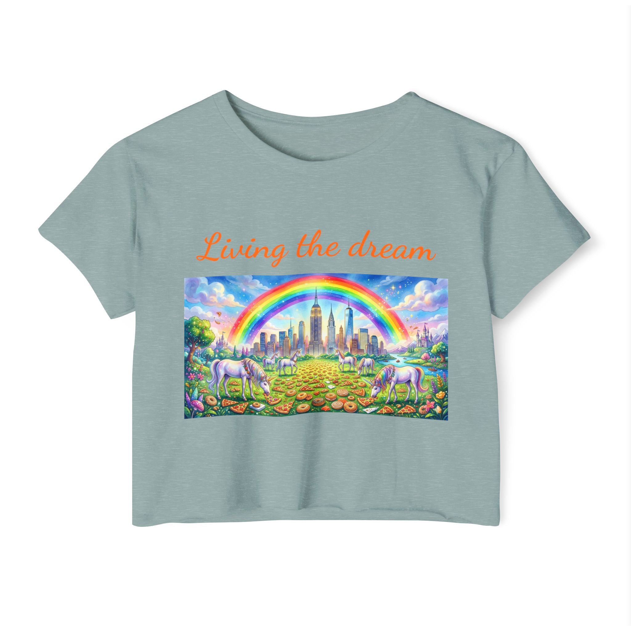 NYC Living The Dream Crop Top Tee | New York Is a Fairy Tale Tee T-shirt