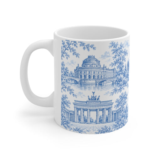 Berlin Blue Toile de Jouy Mug — Ceramic Coffee Cup (11oz; Ships from Europe)