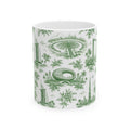 Dubai Green Toile de Jouy Ceramic Mug — Ceramic 11oz Coffee Cup