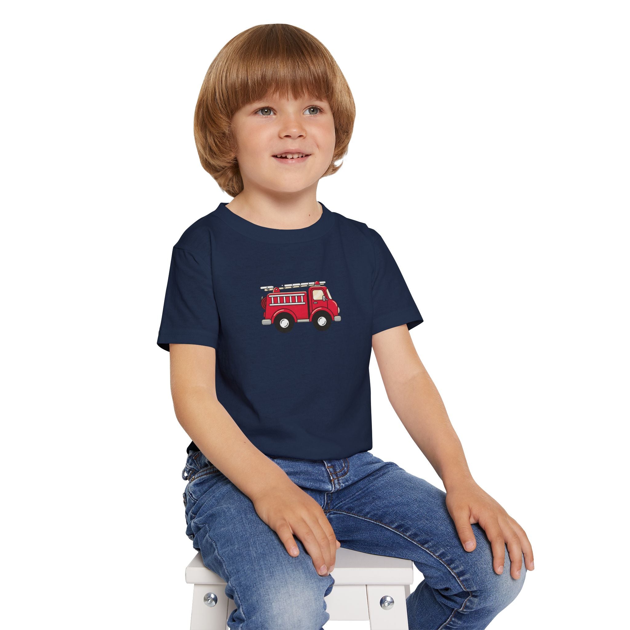 Fire Truck NYC Kids Toddler T-Shirt — New York Red Fire Engine Cartoon Graphic Childrens Tee