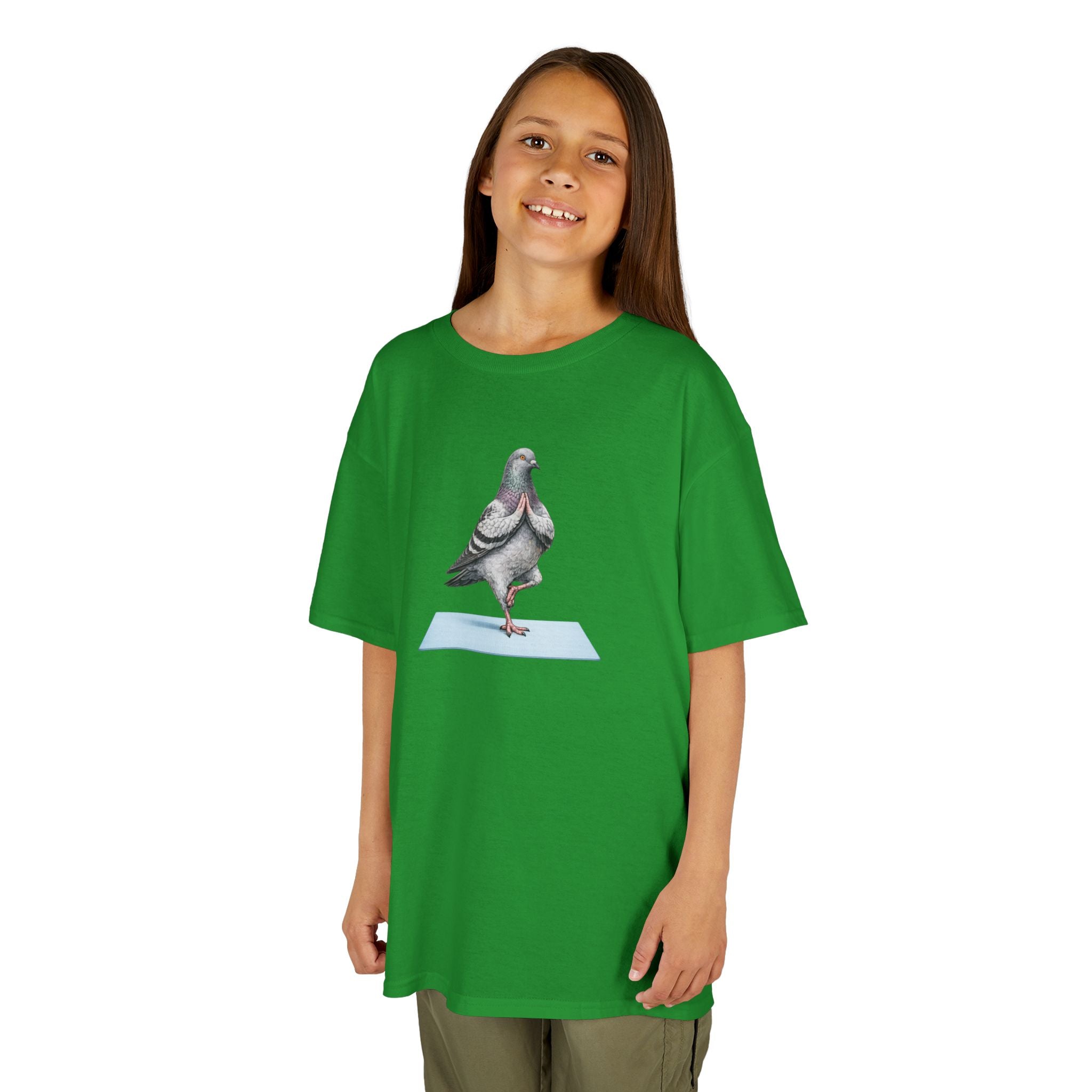 Customizable Central Park NYC Pigeon Kids Yoga Tee — Cute Bird Yoga T-Shirt for Children