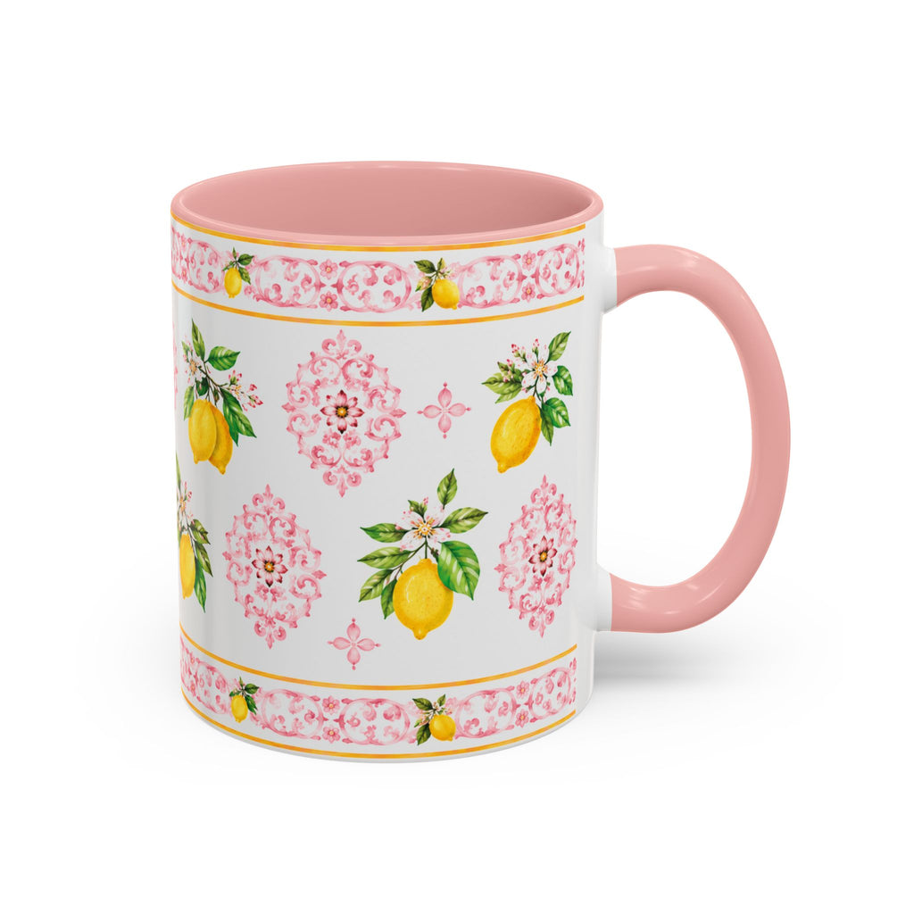 Little Italy Amalfi Pink Lemon 2 Accent Mug — La Dolce Vita Ceramic Kitchen Mug (11oz)