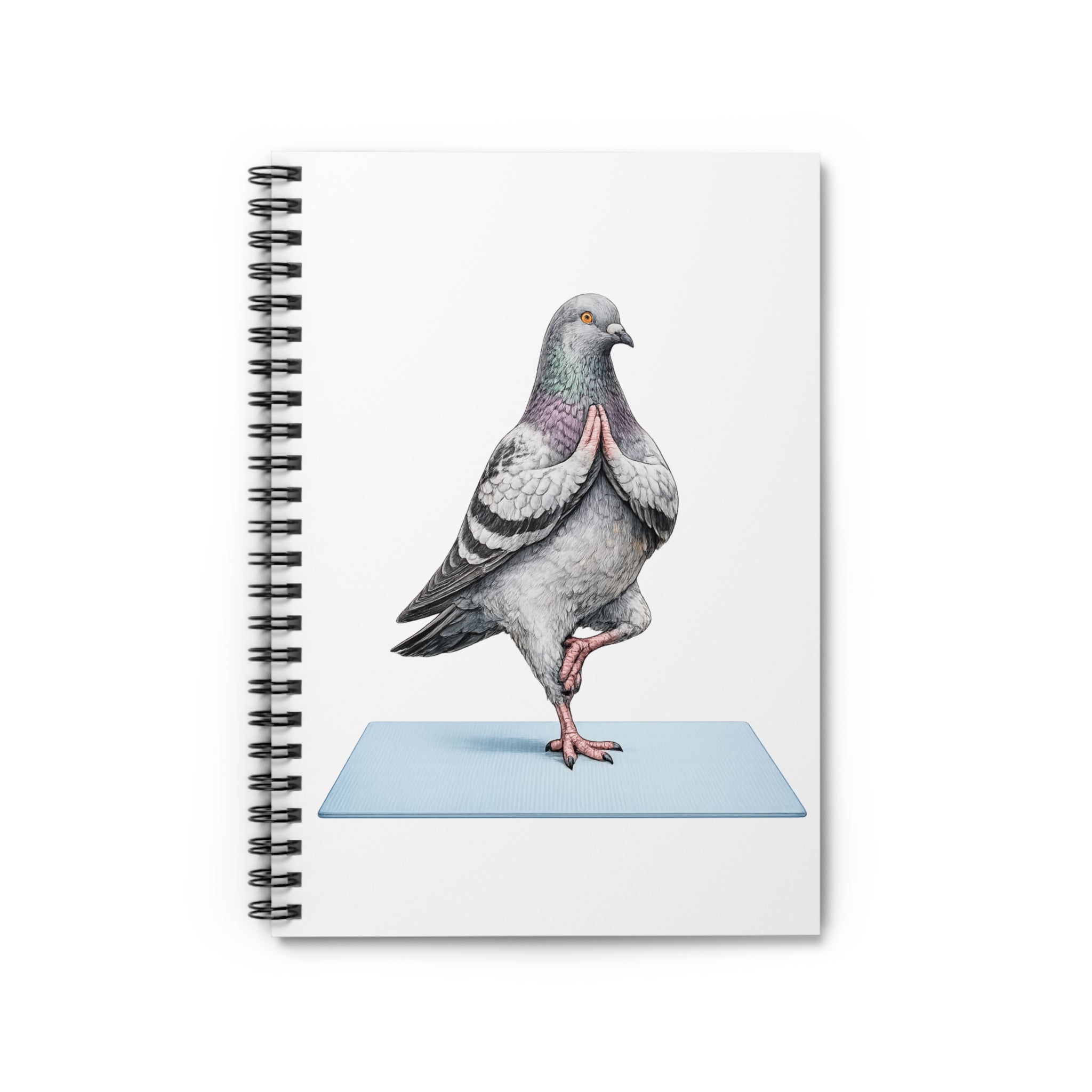 Customizable Central Park NYC Pigeon Spiral Journal | Manhattan Yoga Tree Pose Bird Lovers Notebook