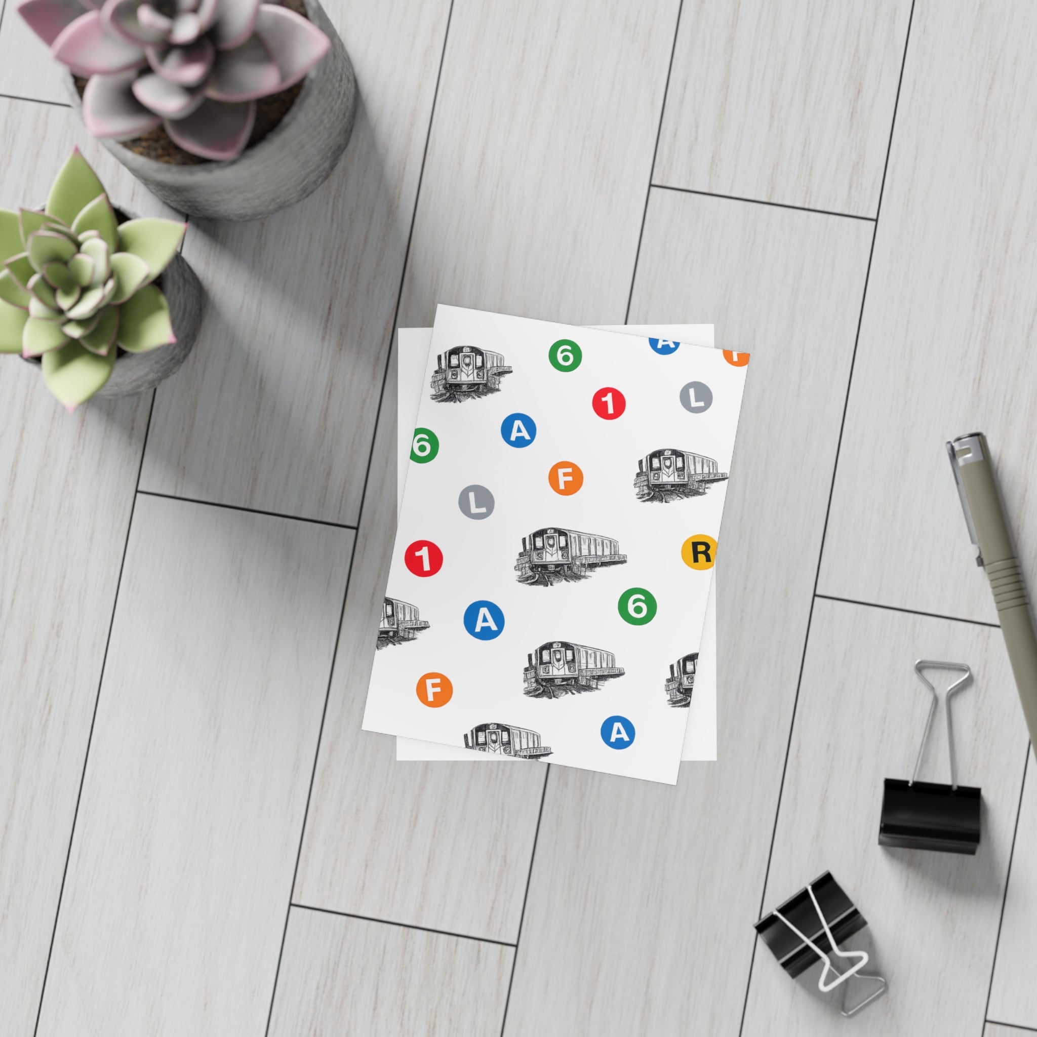 New York Subway Train Transit Icons  Postcard Bundle of 10 NYC Metro Pattern (envelopes included)