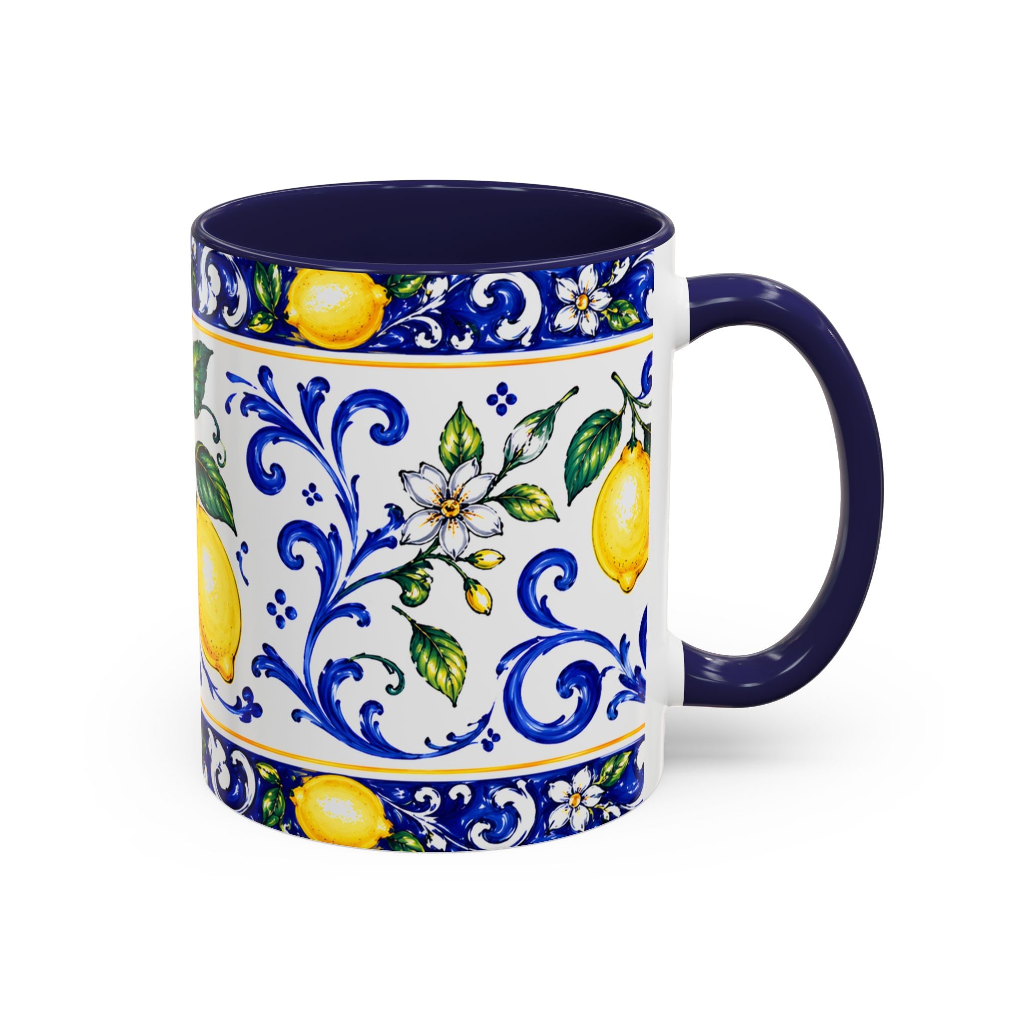 Little Italy Amalfi Blue with Lemon Mug — Blue Ceramic Kitchen Mug (11oz)