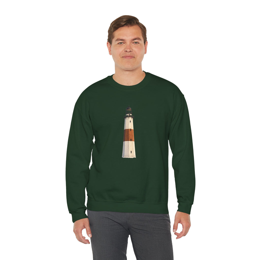 Montauk Lighthouse Minimalist Crewneck Sweatshirt — Montauk Coastal Nautical Graphic Sweater
