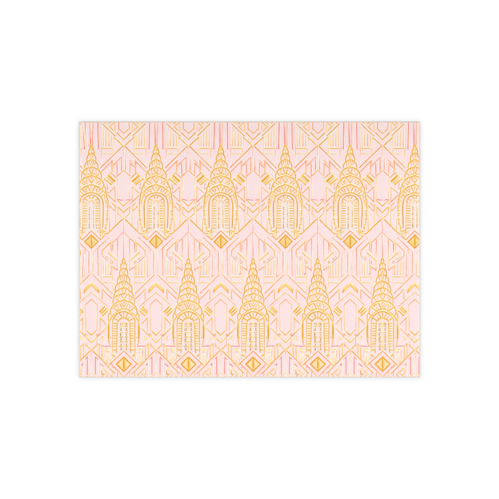 Carrelage mural de cuisine Art Déco en céramique Chrysler Building – Accent géométrique rose et or de New York 15 x 20 cm pour douche