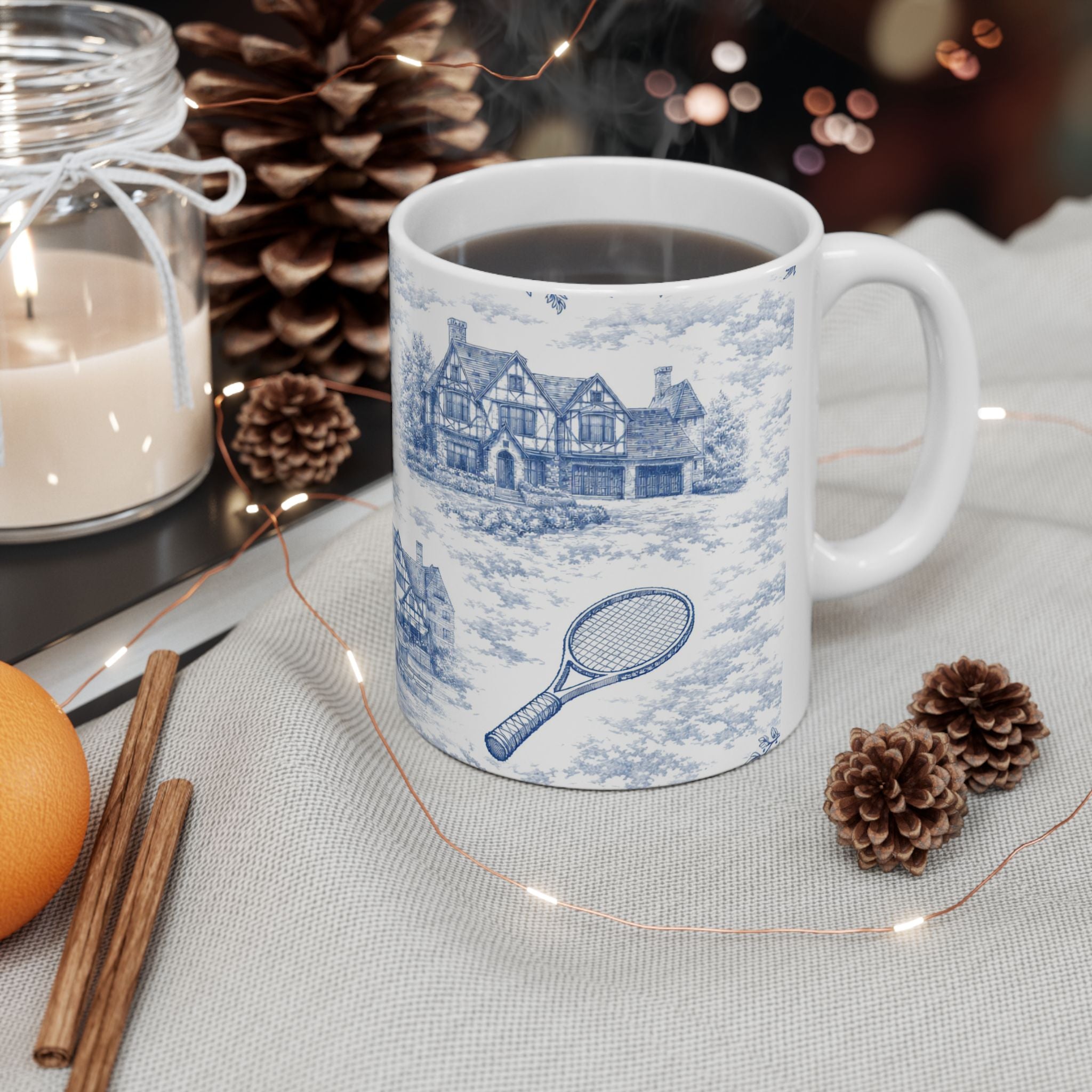 Forest Hills Blue Toile De Jouy Mug | Queens Chinoiserie Coffee Cup