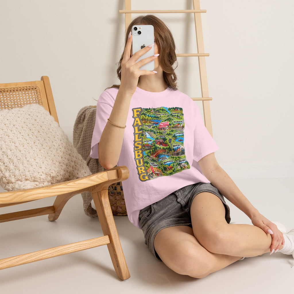 Fallsburg, NY Map T-Shirt  Catskills Upstate New York Tee