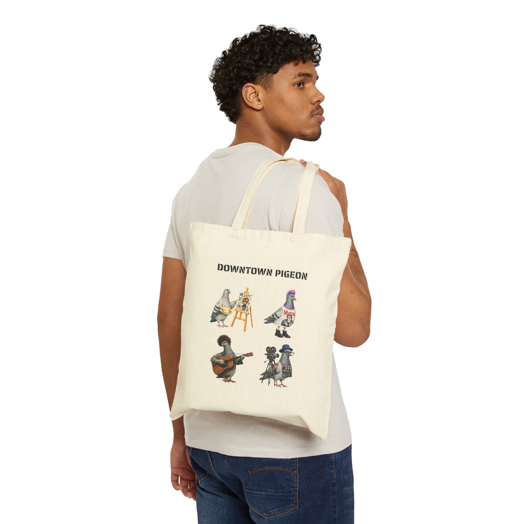 Downtown NYC Pigeon Subway Tote Bag | Illustrated The New Yorker Artist Filmmaker Musician Punk Bird Lovers Tote