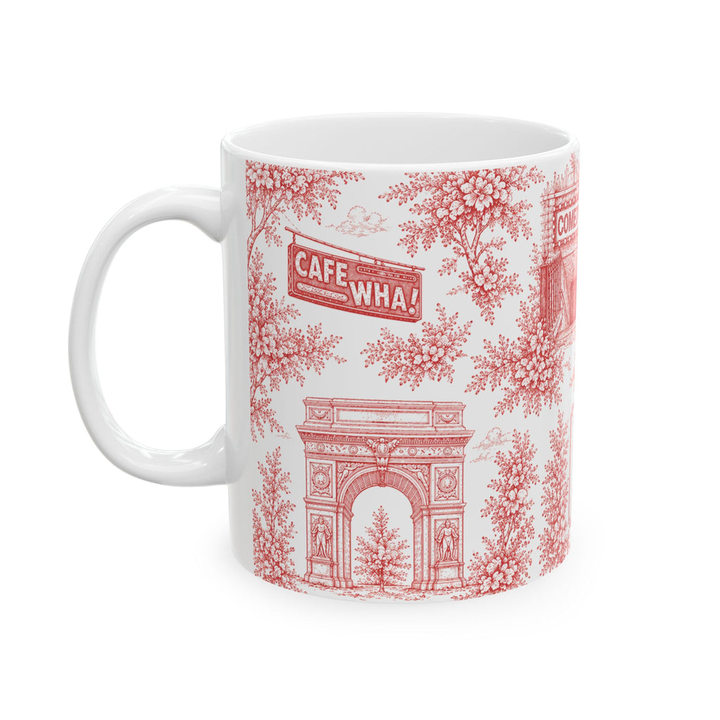 Greenwich Village Red Toile de Jouy Mug | NYC Chinoiserie Ceramic Coffee Cup