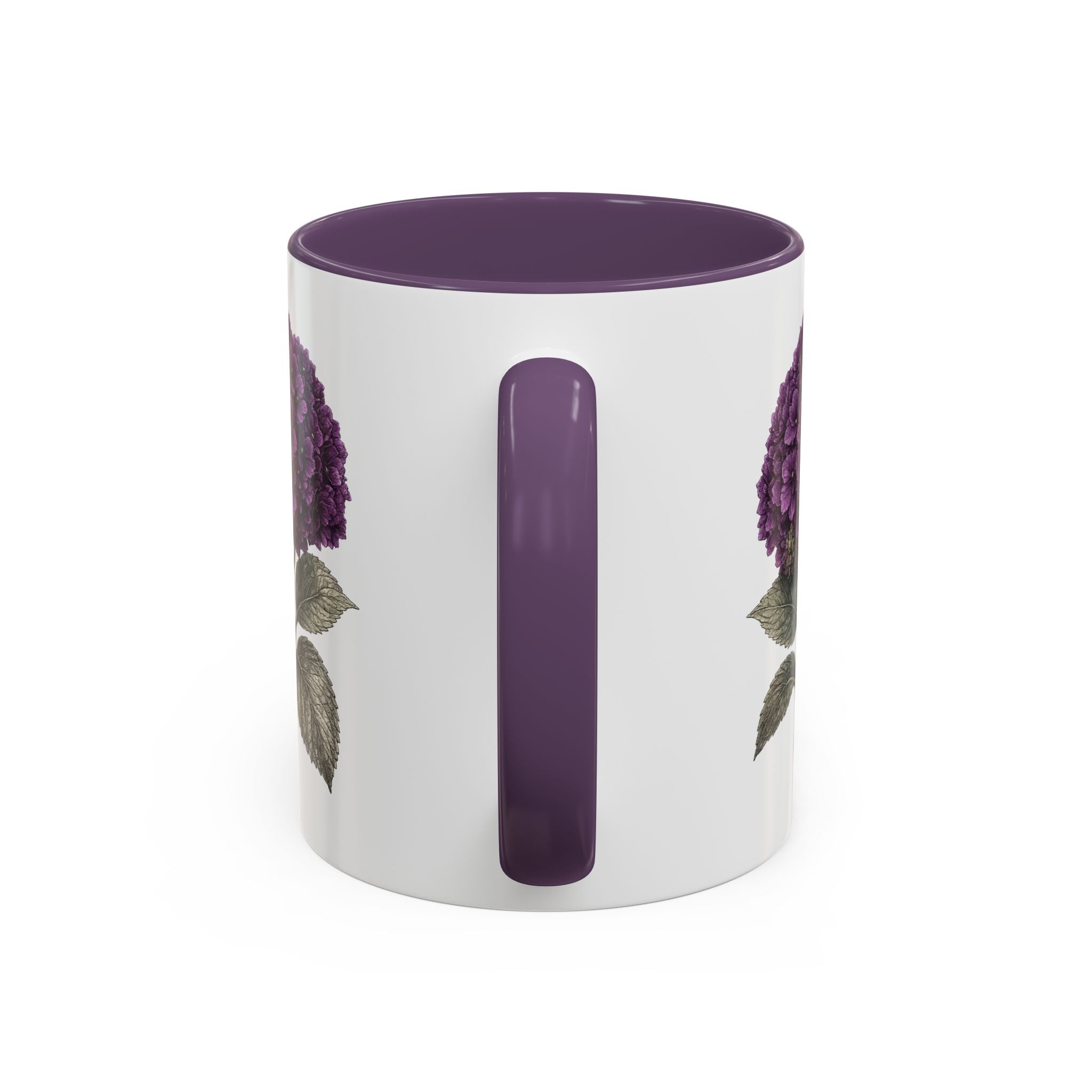 Hamptons Purple Hydrangea Accent Coffee Mug – Blue Floral 11 oz