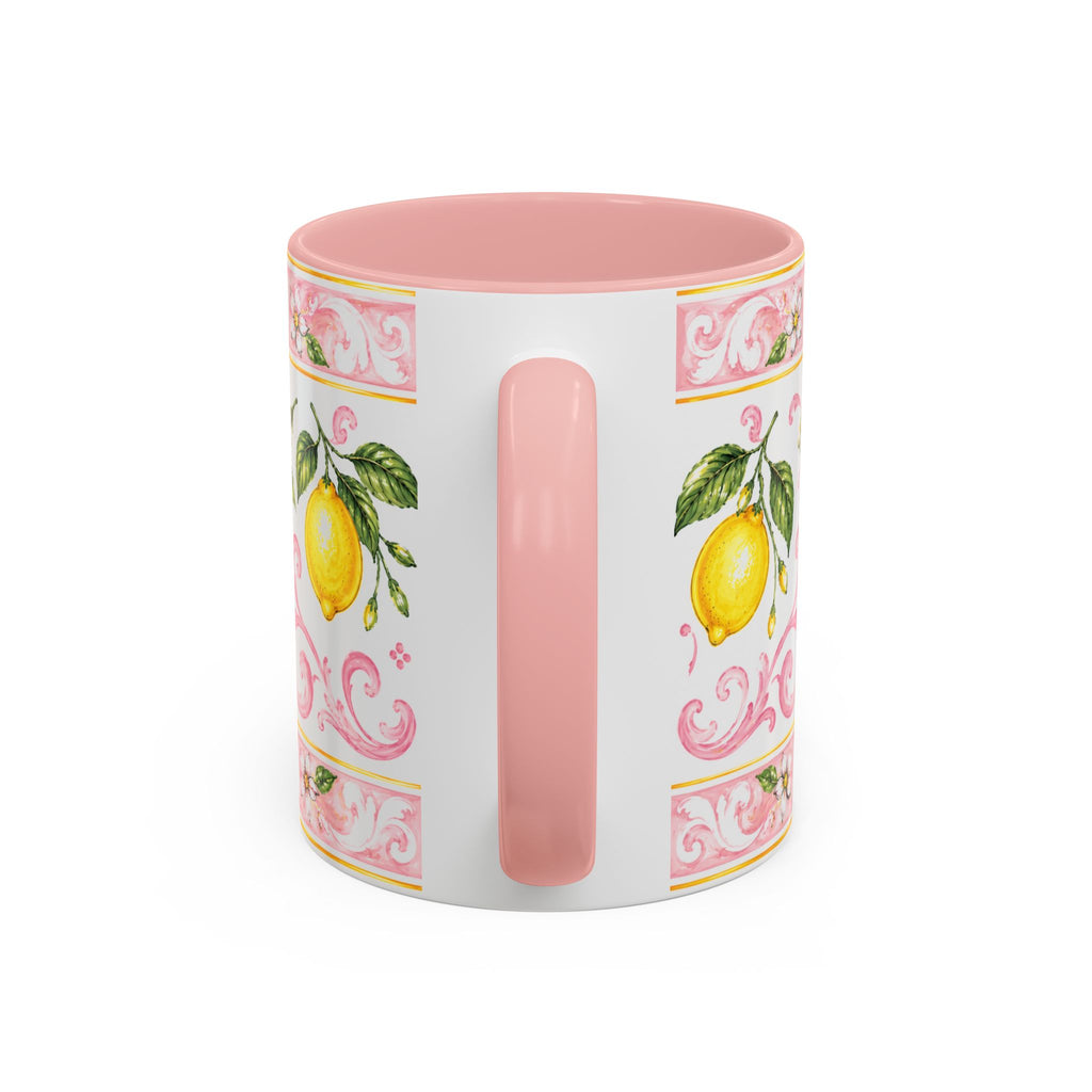 Little Italy Amalfi Pink Lemon 4 Accent Mug — La Dolce Vita Ceramic Kitchen Mug (11oz)