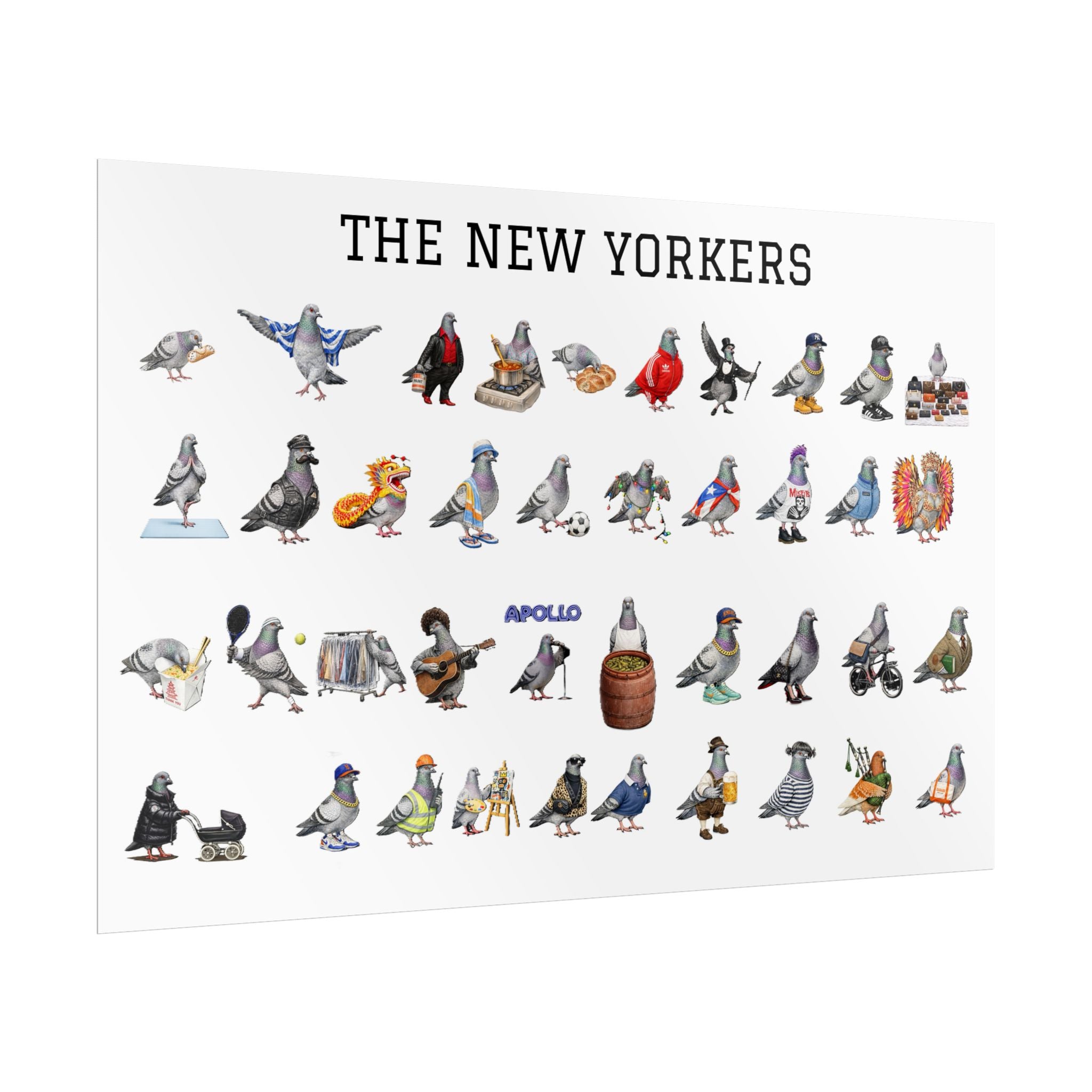The New Yorkers Neighborhood Pigeons Rolled Poster | NYC Pigeon Gift for Bird Lovers