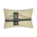 Manhattan Bridge Silhouette Lumbar Pillow — Neutral Cityscape Decorative Pillow