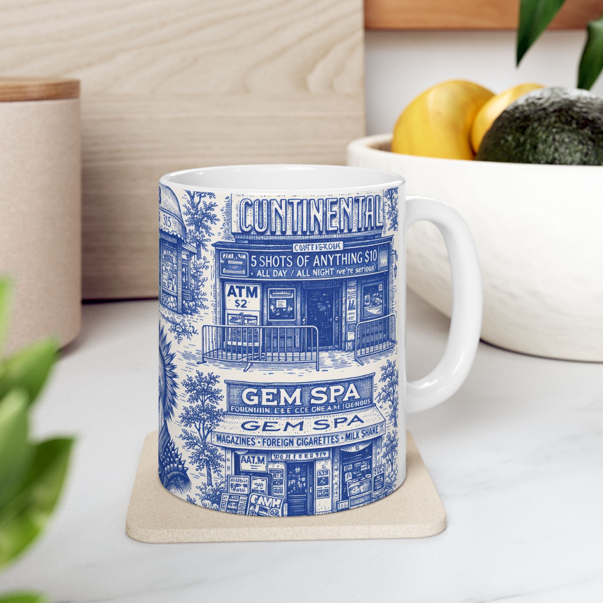 East Village Blue Toile de Jouy Mug | NYC Chinoiserie Ceramic Mug
