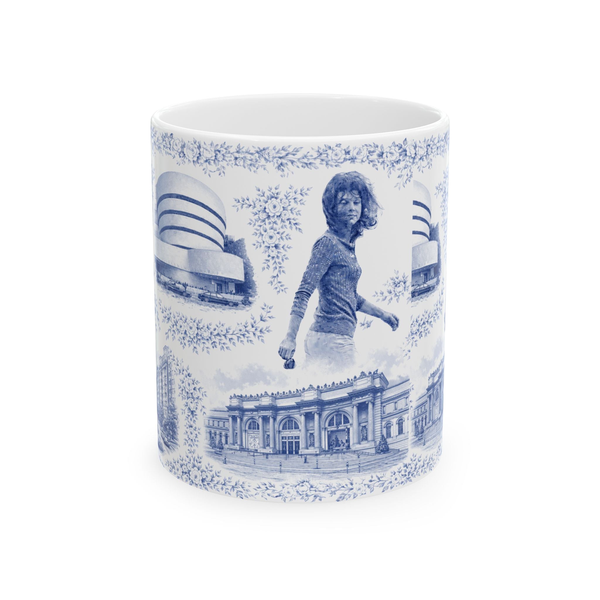 Upper East Side Blue and White Toile de Jouy Mug | New York Chinoiserie Ceramic Mug