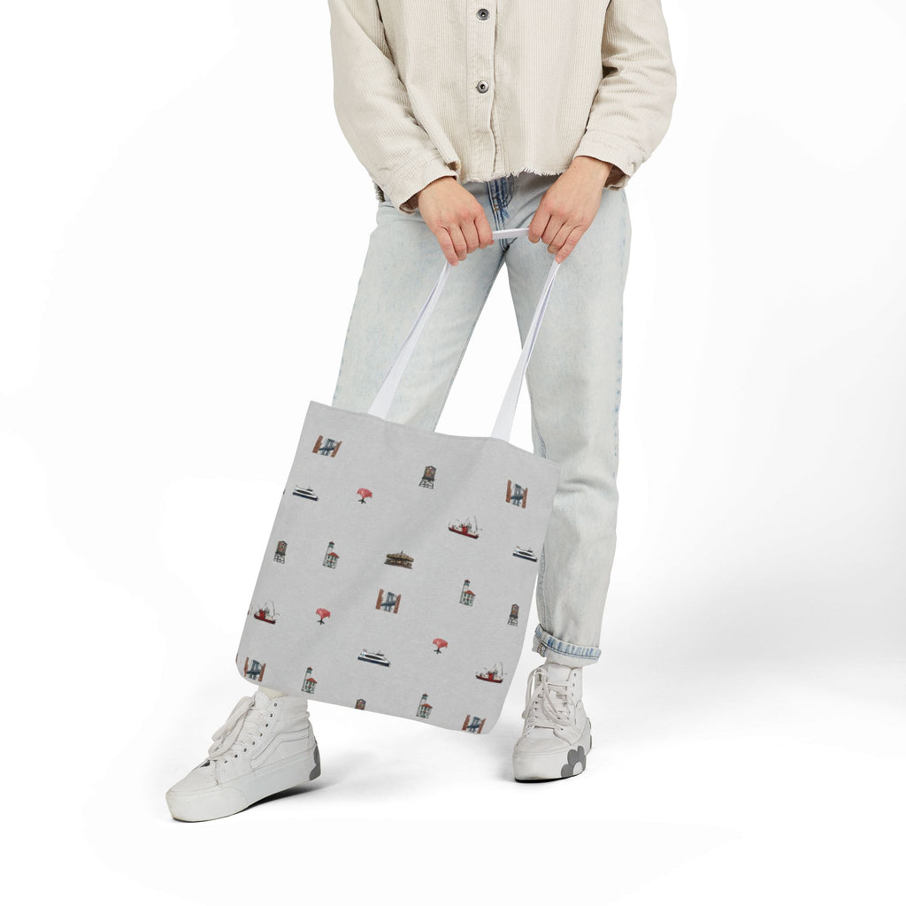 Icons of DUMBO Canvas Tote — Illustrated Miniature Brooklyn Icons Tote Bag