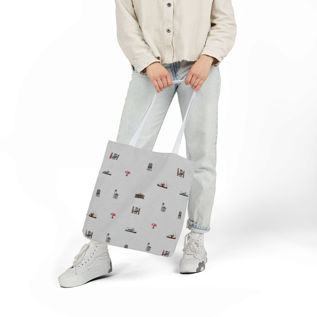 Icons of DUMBO Canvas Tote — Illustrated Miniature Brooklyn Icons Tote Bag