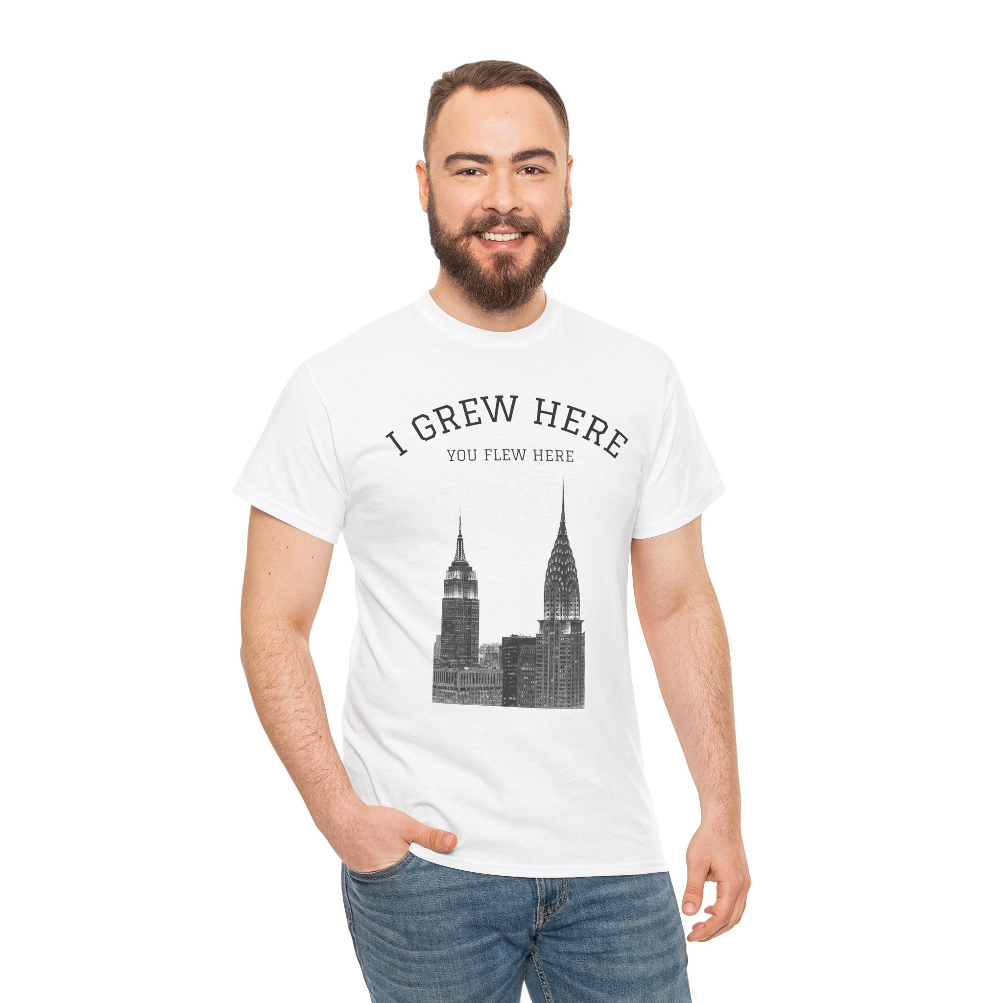 New York City Skyline Tee | I Grew Here You Flew Here Empire State & Chrysler Buildings Manhattan Tee