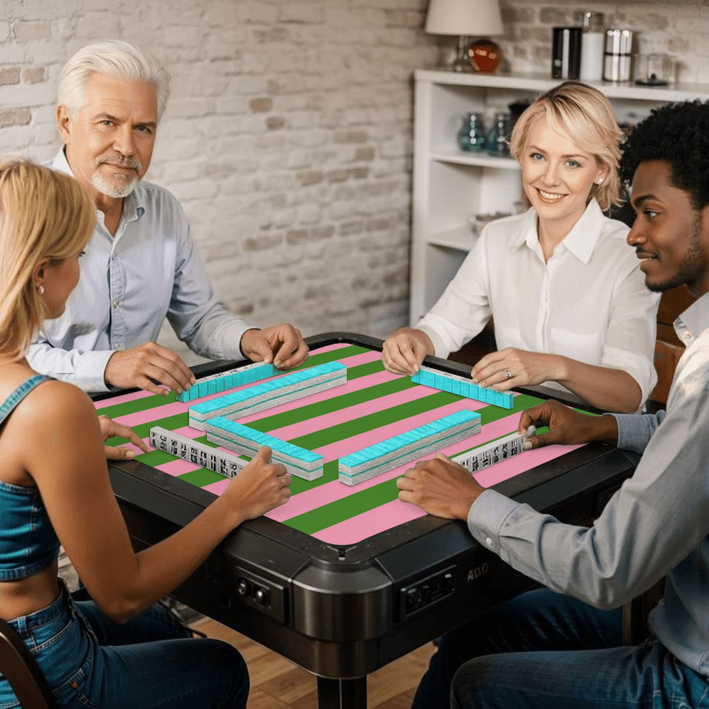 Pink and Green Stripes Mahjong Mat 31.5"x31.5" (Ship Folded)