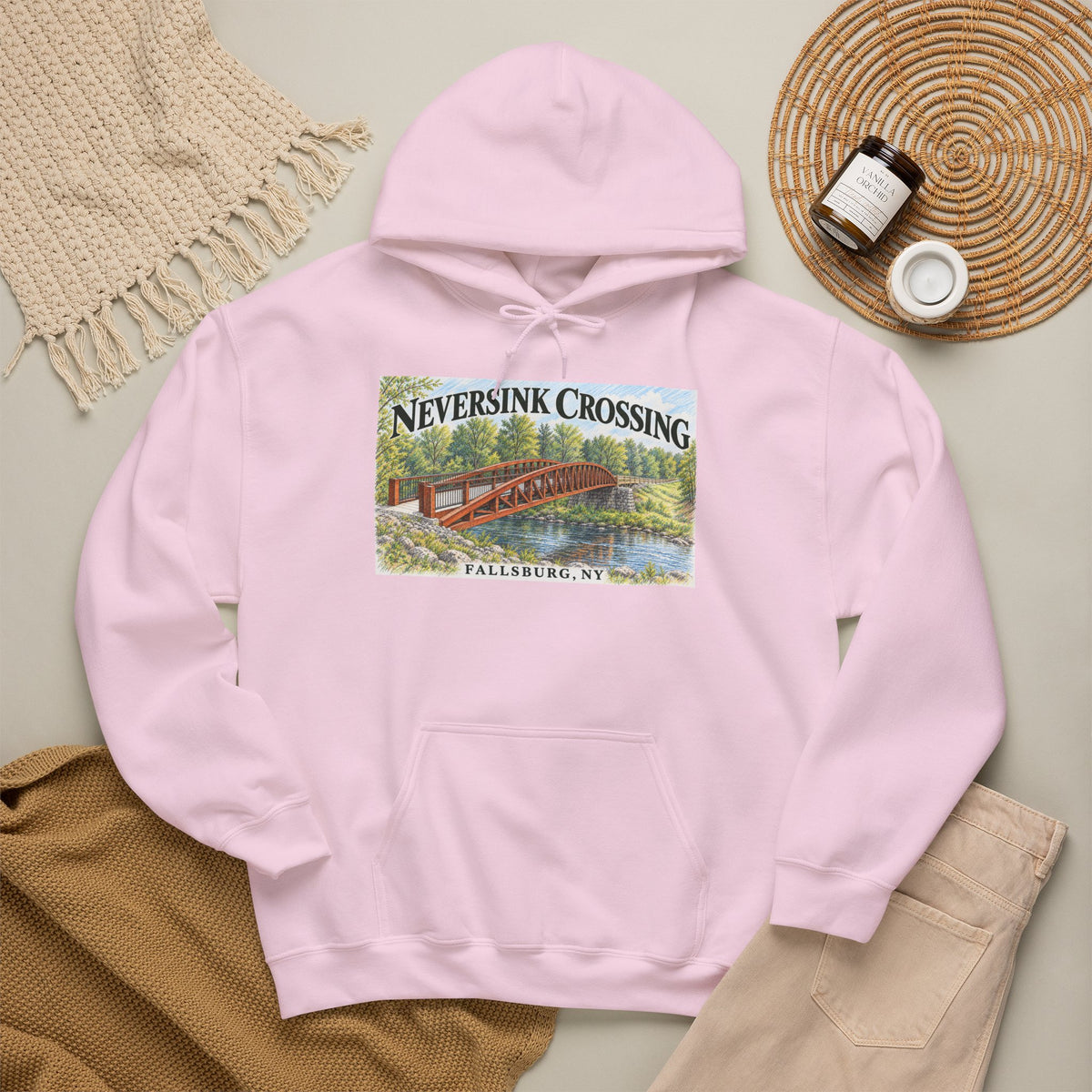 Neversink Crossing Fallsburg Catskills Upstate New York Pullover Hoodie