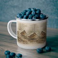 Bryant Park American Woodcock Enamel Camping Mug — Woodcock Bird Illustration, Rustic Outdoor Campgrounds Coffee Cup