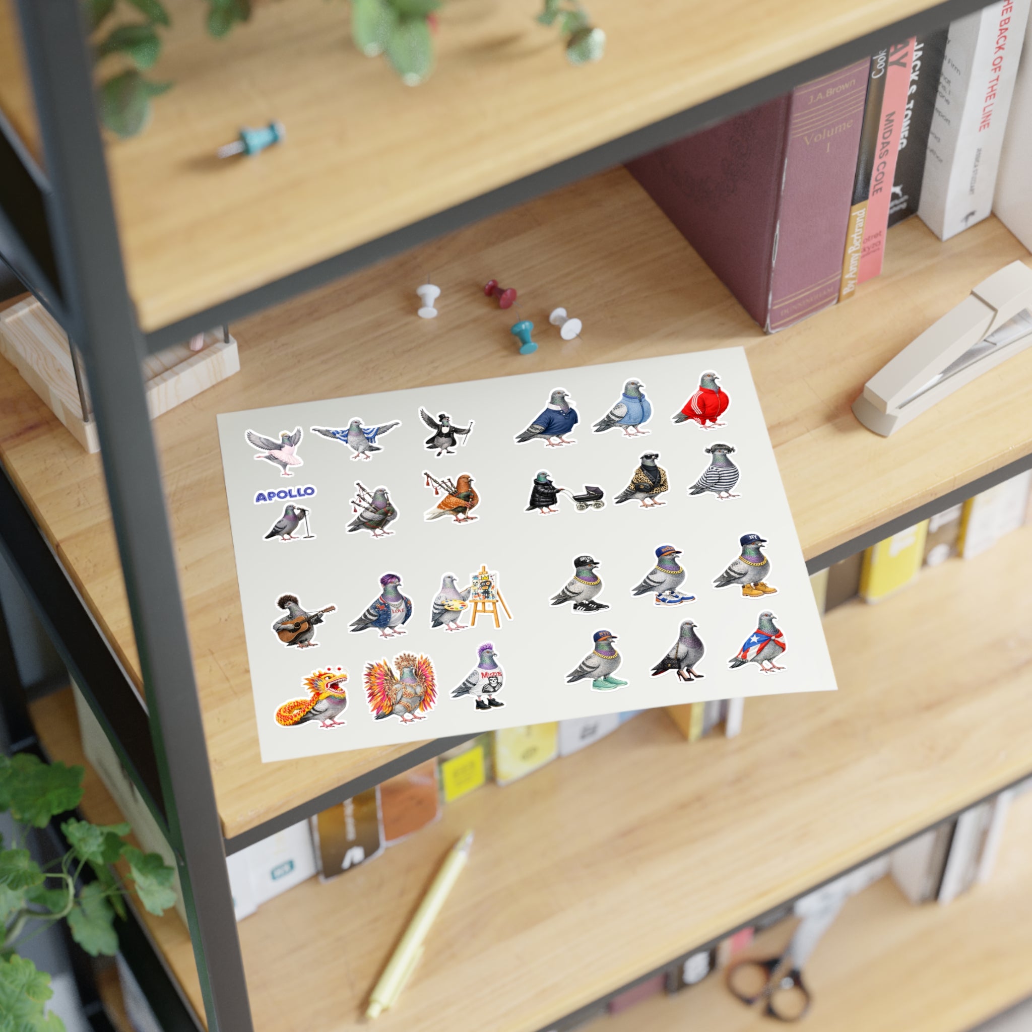 NYC Pigeon Sticker Sheet —24 Cute New York Bird Decals