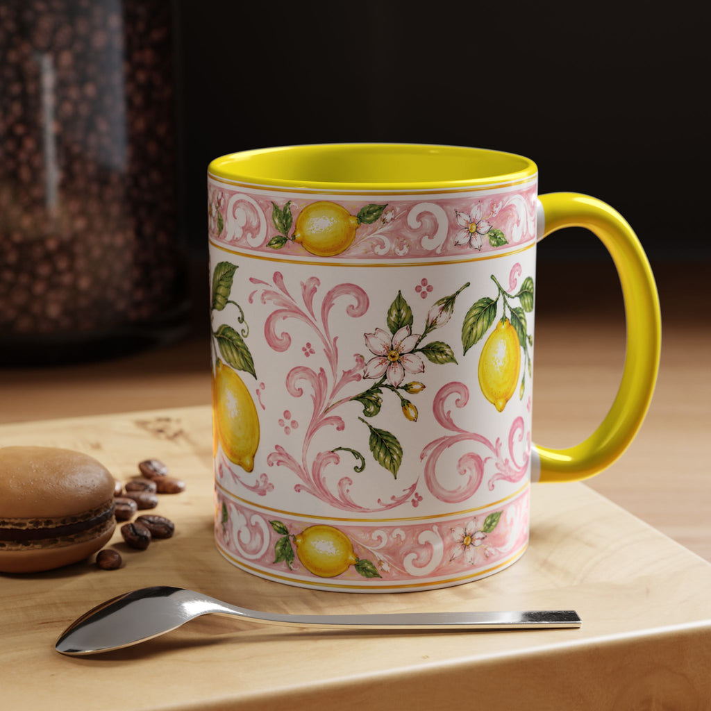 Little Italy Amalfi Pink Lemon 4 Accent Mug — La Dolce Vita Ceramic Kitchen Mug (11oz)