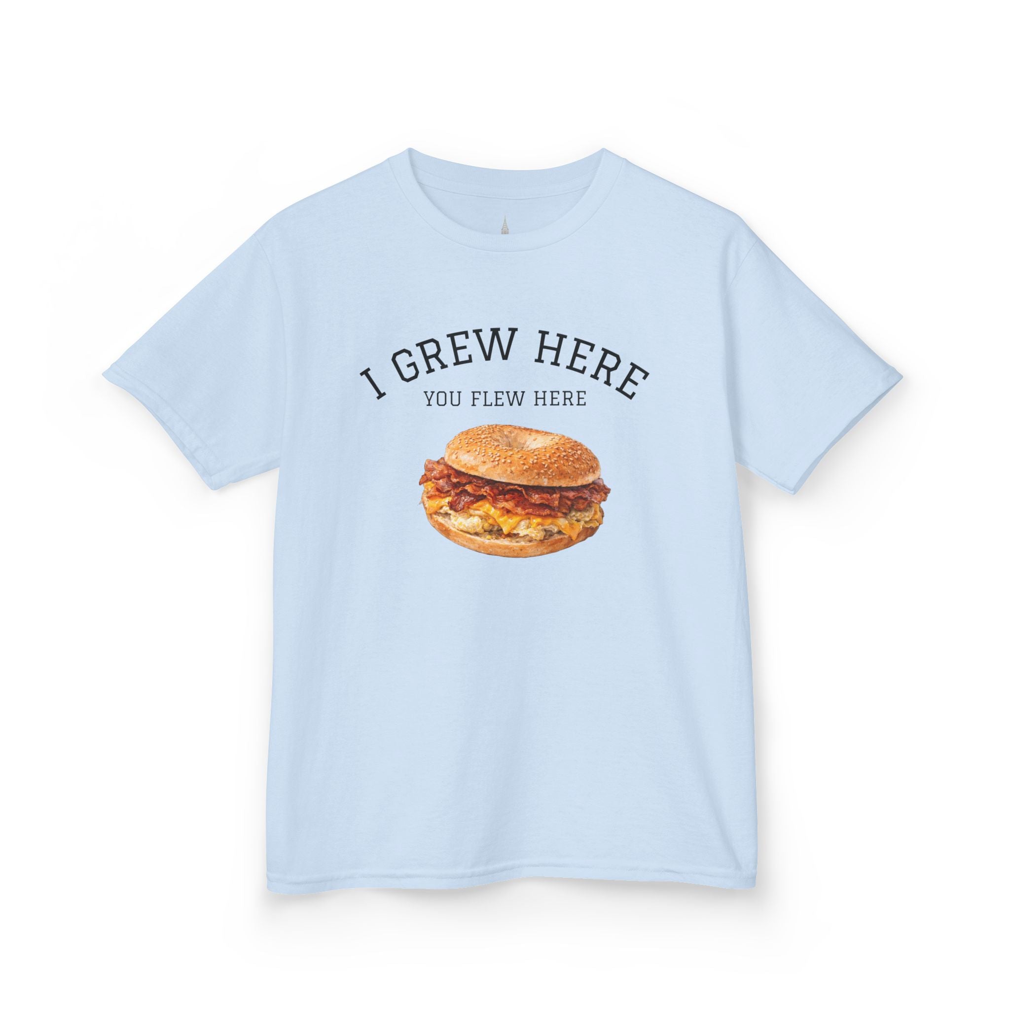 Bacon Egg and Cheese NYC Kids Tee —  I Grew Here You Flew Here T-Shirt for Children