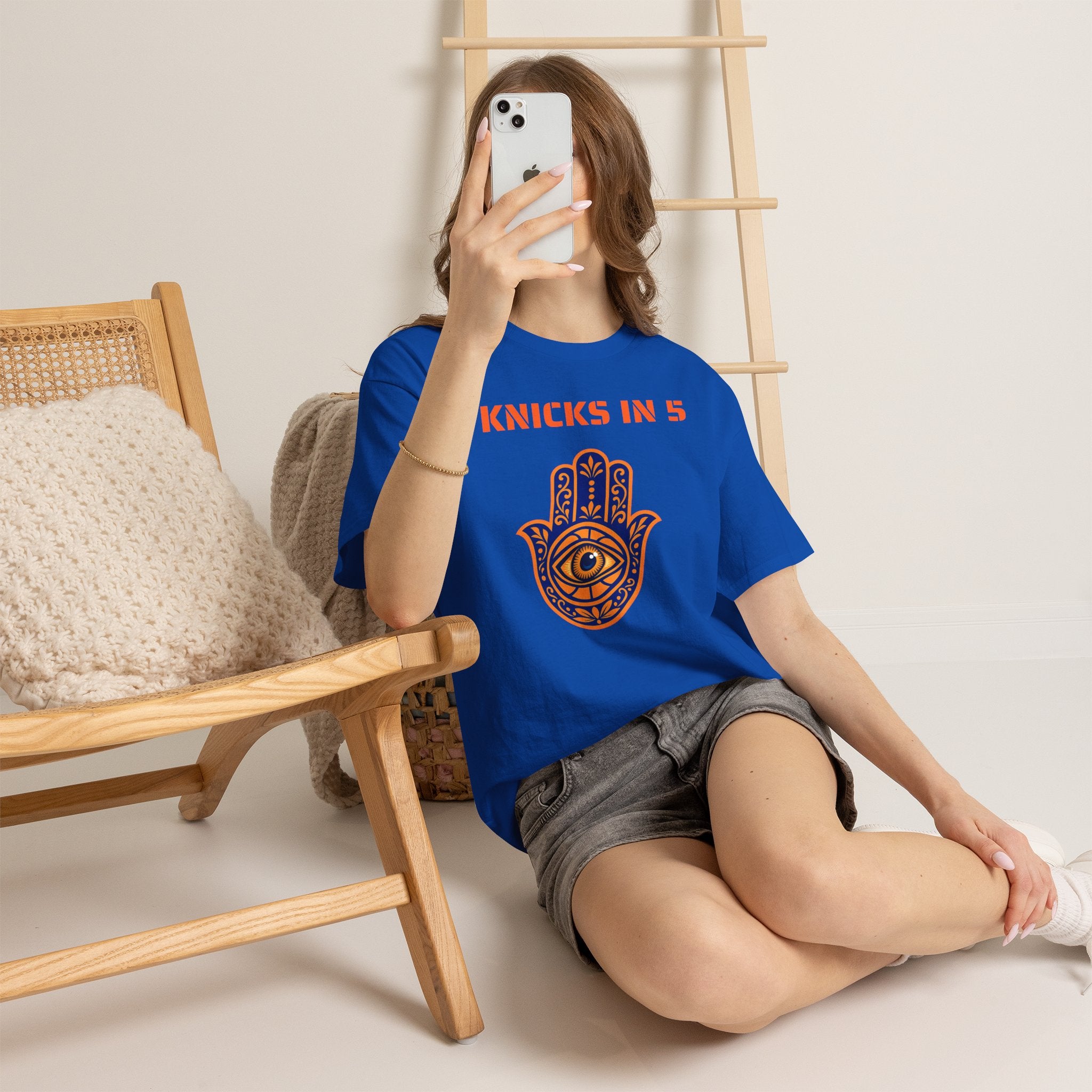 Knicks In Five Tee | New York Basketball Hamsa T-Shirt
