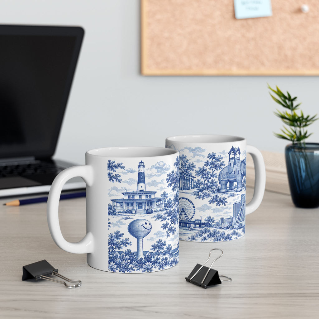 Atlantic City Blue Toile de Jouy 11oz Mug