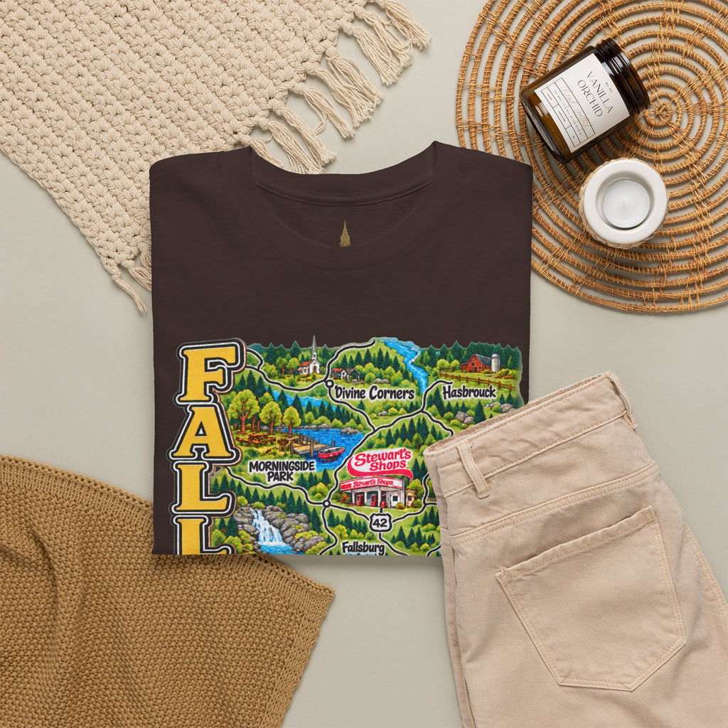 Fallsburg, NY Map T-Shirt  Catskills Upstate New York Tee
