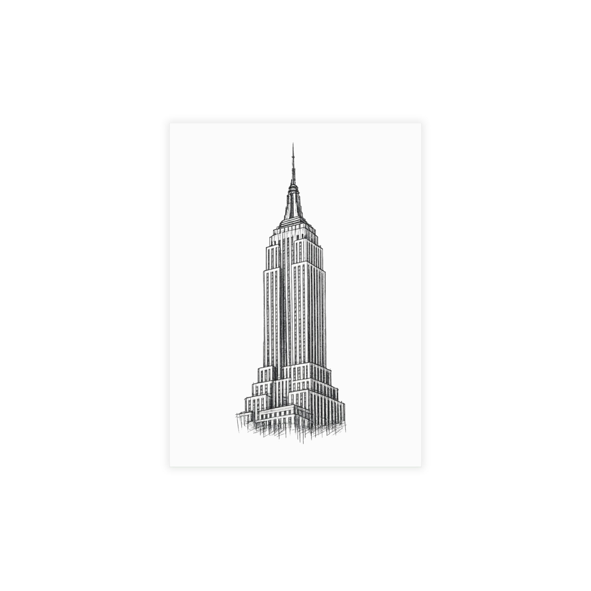 Empire State Building Postcard Set — Architectural Sketch Postcard Bundle (with envelopes)