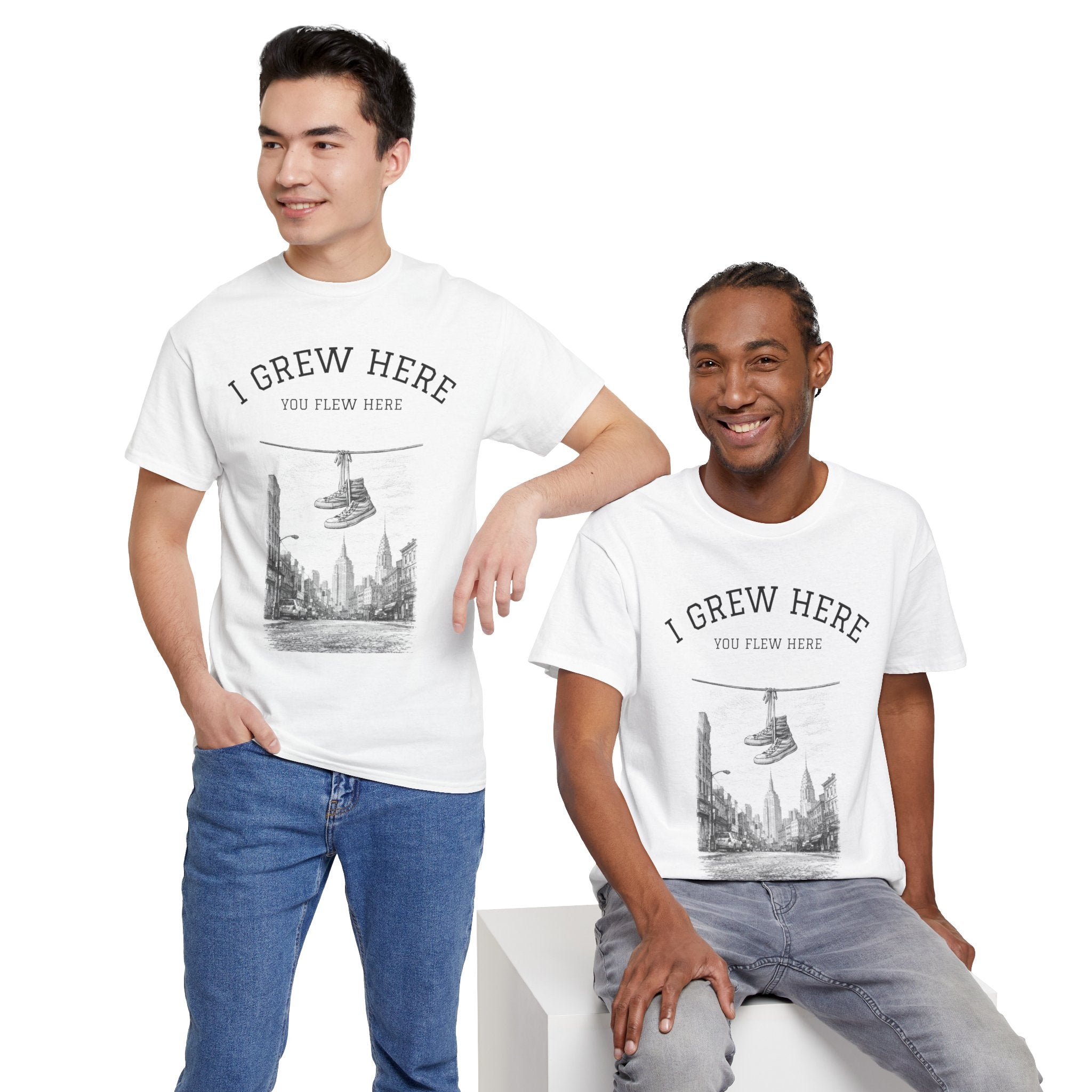 New York City Skyline Shoefiti T-Shirt | NYC Gift I Grew Here You Flew Here Tee