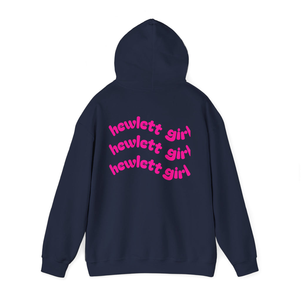 Hewlett Girl Hoodie – Retro Pink Wave Back Print Hooded Sweatshirt